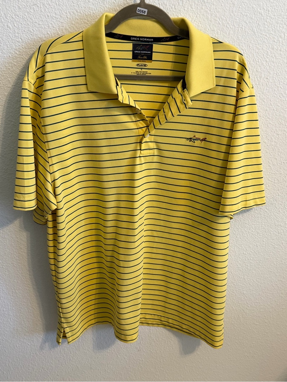 Tasso Elba Yellow Polo with Thin Black Stripes